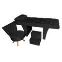 Ver imagem 1 de Kit Maca Estética Reta Capitonê com Mocho e Escadinha 80 Cm Vermelho Slk Decor Preto