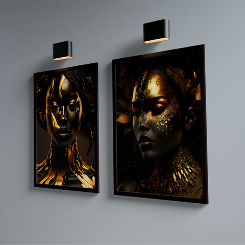 Quadro Dupla Negras Golden -- BR ARTES