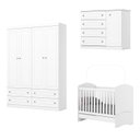 Ver imagem 2 de Quarto Completo de Bebê com Berço 3 em 1 Guarda-Roupa 4 Portas e Cômoda Savana Yescasa