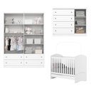 Ver imagem 4 de Quarto Completo de Bebê com Berço 3 em 1 Guarda-Roupa 4 Portas e Cômoda Savana Yescasa