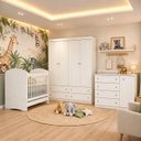 Ver imagem 1 de Quarto Completo de Bebê com Berço 3 em 1 Guarda-Roupa 4 Portas e Cômoda Savana Yescasa
