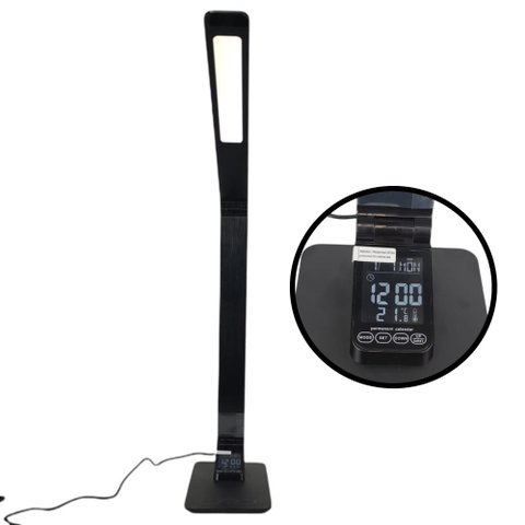 Luminária Calendario Relógio Slim Touch Carrega Celular Dobravel Temperatura Flexivel Despertador