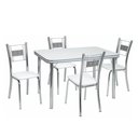 Ver imagem 1 de Conjunto de Mesa Mirela Branco Cromado 4 Cadeiras - Criativa 415/334-x