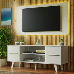 Rack Madesa Copenhagen e Painel para Tv até 55 Polegadas - 1 Rack Madesa Copenhagen e Painel para Tv até 55 Polegadas - 1