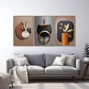 Ver imagem 1 de Quadro Decorativo Geométrico Abstrato 3 Telas 60x90 para Sala Quarto Escritório
