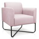 Ver imagem 1 de Poltrona Marisa Suede Base X Industrial Preta Rosa Bebê