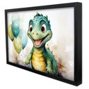 Ver imagem 1 de Quadro Decorativo Baby Dino em Moldura Caixa Tacolado Moldura Trad 1cm Preta com Vidro 15 X 21cm