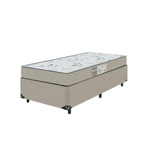 Cama Box Solteiro + Colchão D33 One Face - Suede Bege