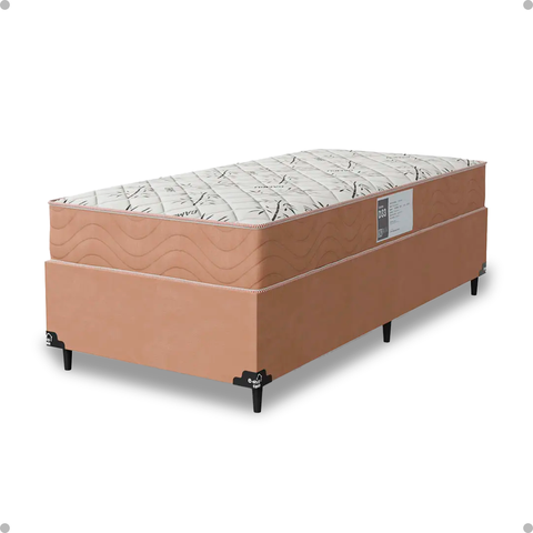 Cama Box Base Solteiro + Colchão D33 Bege 17x88x188cm- e-Shop Casa