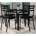 Ver imagem 1 de Conjunto Mesa de Jantar Tubular com 4 Cadeiras Malva Tampo Vidro Quadrado 75cm 118 Sf Preto - Movelp