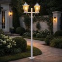 Ver imagem 2 de Poste de Jardim Duplo Externo Colonial Branco 1,61m Alumínio E27 Lente Transparente Grega Dital