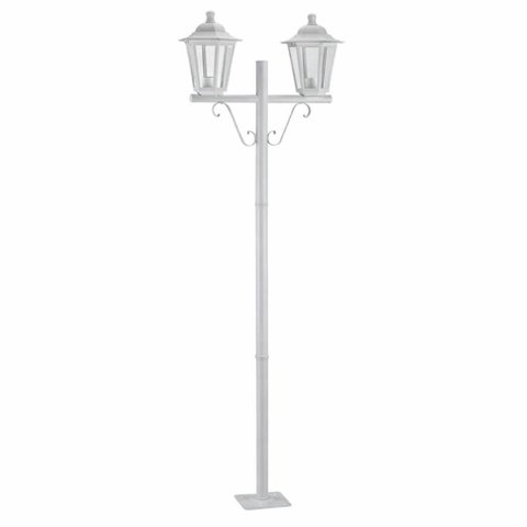 Poste de Jardim Duplo Externo Colonial Branco 1,61m Alumínio E27 Lente Transparente Grega Dital