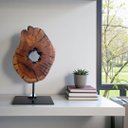 Ver imagem 2 de Escultura Decorativa Abstrata em Madeira Natural 35cm de Altura