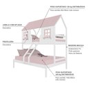 Ver imagem 4 de Beliche Casal/ Solteiro Casinha Encantada Madeira Maciça Branco/ Rosa Megamobilia