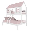 Ver imagem 2 de Beliche Casal/ Solteiro Casinha Encantada Madeira Maciça Branco/ Rosa Megamobilia
