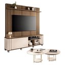 Ver imagem 1 de Estante Home Theater Trinus Castanho Off White com Kit Mesa de Centro Sky Off White - Hb Móveis