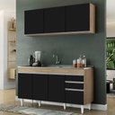 Ver imagem 5 de Armário Aéreo E Balcão Pia Inox 150cm Castanho/Preto