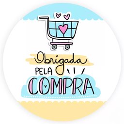Adesivo Obrigada Pela Compra Carrinho Amarelo Azul Rosa 200 Unidades - 1