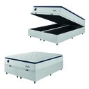 Ver imagem 1 de Cama Box Baú Casal King Colchão Molas Ensacadas com Pillow Sevilha 193x203x74cm Branco/cinza