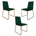 Ver imagem 1 de Kit 3 Cadeiras de Jantar Estofada Lille Base Bronze Veludo Verde - Montanaris Decor