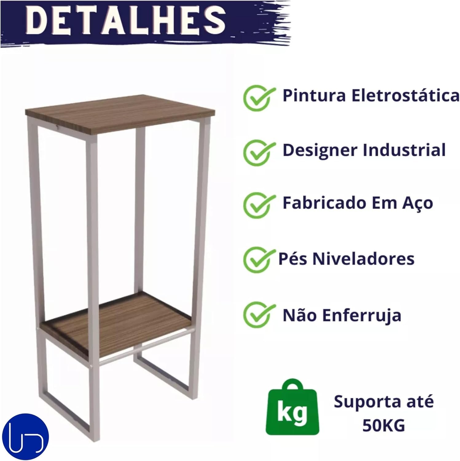 Suporte Bebedouro Galão Água Tampo de Mdf Metalon Reforçado Branco Estilo Industrial Cozinha Escrito - 7