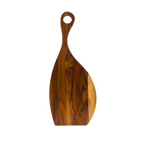 Tábua de Corte Orgânica com Cabo – Madeira de Teca 55x23x2cm