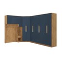 Ver imagem 2 de Guarda Roupa Quarto Modulado Solteiro Adapt  6 Peças Nogueira/Azul Profundo 246cm x 341cm - Kappesberg