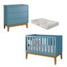 Berço Americano e Cômoda Gaveteiro New Classic Azul com Pés Madeira e Colchão Gazin – Reller - 1
