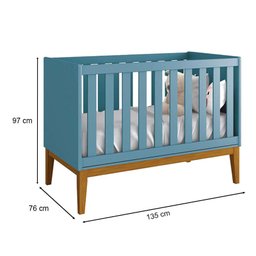 Berço Americano e Cômoda Gaveteiro New Classic Azul com Pés Madeira e Colchão Gazin – Reller - 2 Berço Americano e Cômoda Gaveteiro New Classic Azul com Pés Madeira e Colchão Gazin – Reller - 2