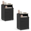 Ver imagem 1 de Conjunto de 2 Mesa de Cabeceira Luxo New com 3 Gavetas Preto