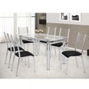 Ver imagem 2 de Conjunto de Mesa Tampo Vidro 140cmx80cm 6 Cadeiras Cromadas Camila Premium Ciplafe