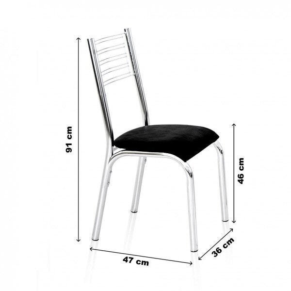 Conjunto de Mesa Tampo Vidro 140cmx80cm 6 Cadeiras Cromadas Camila Premium Ciplafe - 4