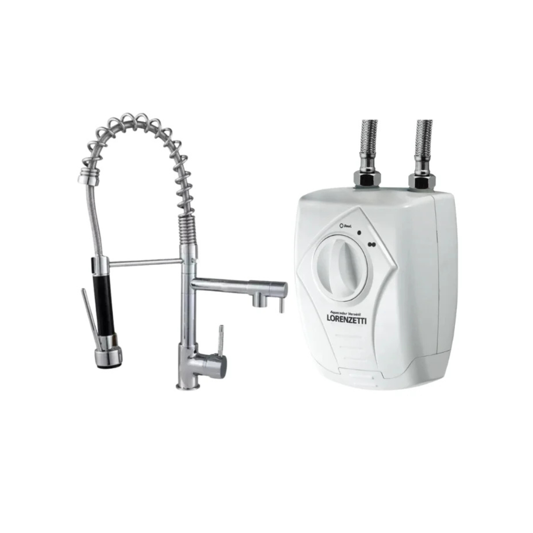 Kit Torneira Monocomando Escovada Cozinha + Aquecedor Lorenzetti ...