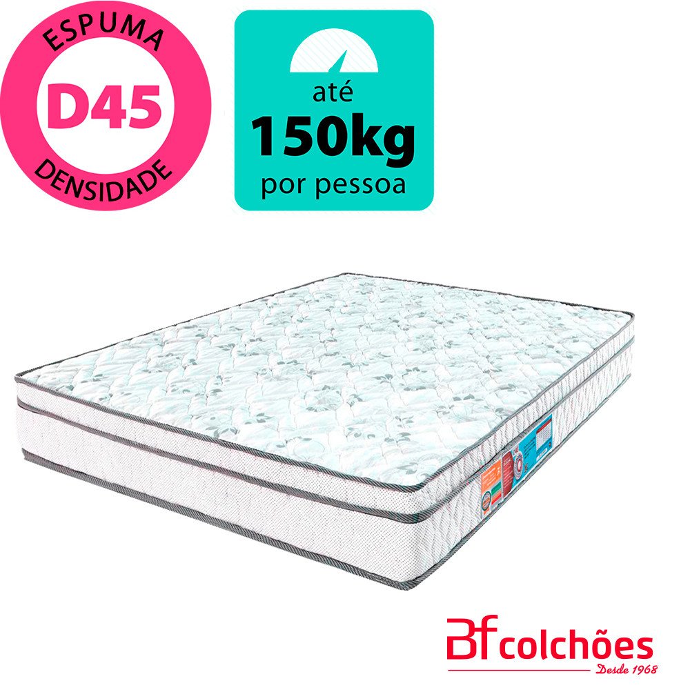 Conjunto Cama Box Queen + Colchão D45 Espuma Ortopédico 158x198cm BF ...