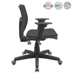 Cadeira Executiva Giratória Para Escritório Brizza Tela Ergonômica Com Certificado NR17 Preta - 5