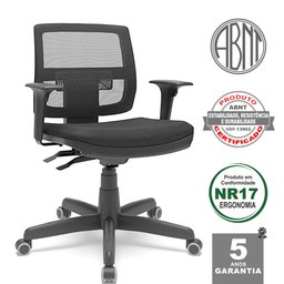 Cadeira Executiva Giratória Para Escritório Brizza Tela Ergonômica Com Certificado NR17 Preta - 2