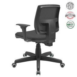 Cadeira Executiva Giratória Para Escritório Brizza Tela Ergonômica Com Certificado NR17 Preta - 6