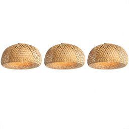 3 Luminaria Bambu Plafon Artesanal Fibra Natural Nat66 - 1