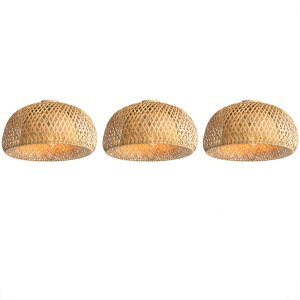 3 Luminaria Bambu Plafon Artesanal Fibra Natural Nat66