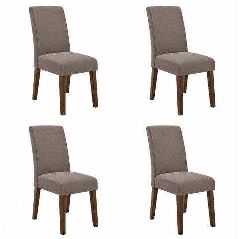 Conjunto com 4 Cadeiras Estofada Sala de Jantar Trieste Siena Cedro / Mascavo Dobuê