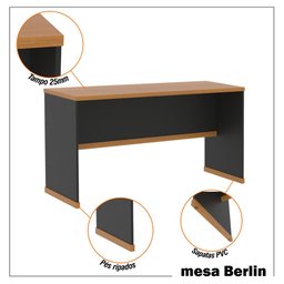 Mesa de Escritório Office Tampo Mdp 25mm Berlin - Vianossa - 8