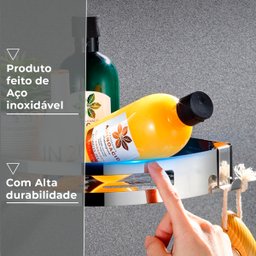 Suporte Shampoo de Canto Parede Banheiro Aço Inox Cromado - 4