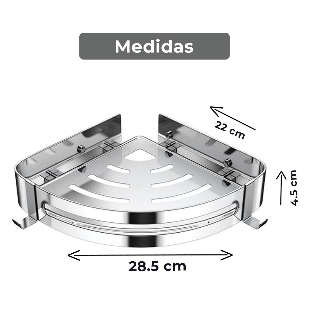 Suporte Shampoo de Canto Parede Banheiro Aço Inox Cromado - 5