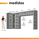 Ver imagem 3 de Guarda Roupas Modulado Closet de Canto Quarto Completo 12 Portas Espaço Cama Queen 1,58m Madrid