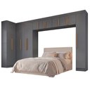 Ver imagem 1 de Guarda Roupas Modulado Closet de Canto Quarto Completo 12 Portas Espaço Cama Queen 1,58m Madrid