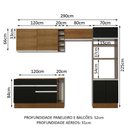 Ver imagem 4 de Armário de Cozinha Completa 290cm Rustic/Preto/Rustic Cristal Madesa 09