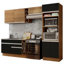 Ver imagem 3 de Armário de Cozinha Completa 290cm Rustic/Preto/Rustic Cristal Madesa 09