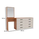 Ver imagem 3 de Cômoda Valência 8 Gavetas com Espelho Creme/freijó - Politorno