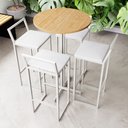Ver imagem 1 de Conjunto Mesa Alta Bistrô Redonda Pinus 4 Cadeiras Estofado Industrial White Don Castro