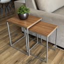 Ver imagem 2 de Conjunto de Mesas Ninho Atlanta Amadeirado - PRATA